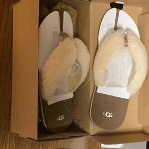 UGG flip flops with real lamb trim. Youth size 4